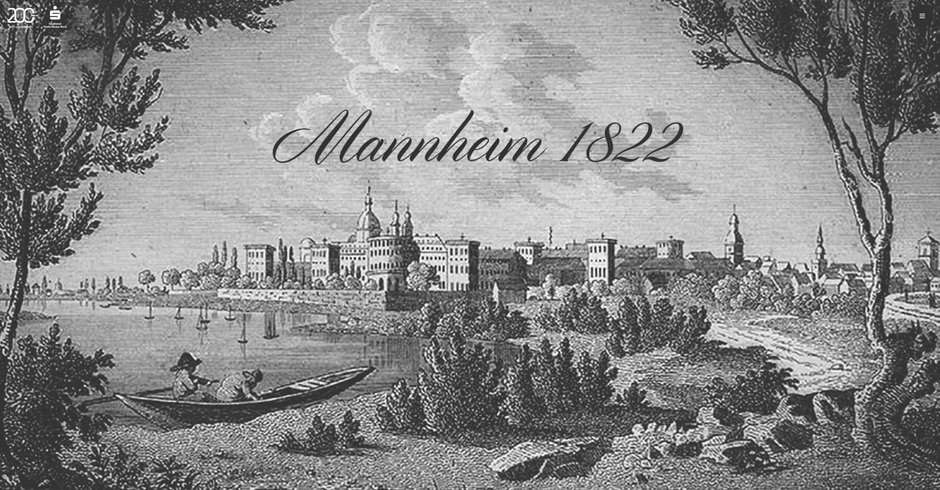 Screenshot Microsite, historisches Bild: Mannheim 1822